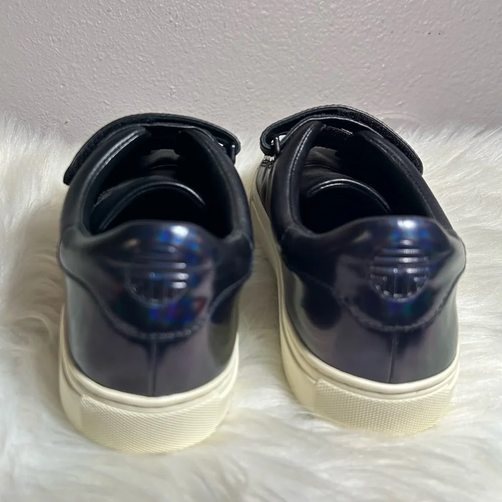 Tory Burch Sport Triple Strap Sneakers Slip On Leather Black Shoes Size 6.5